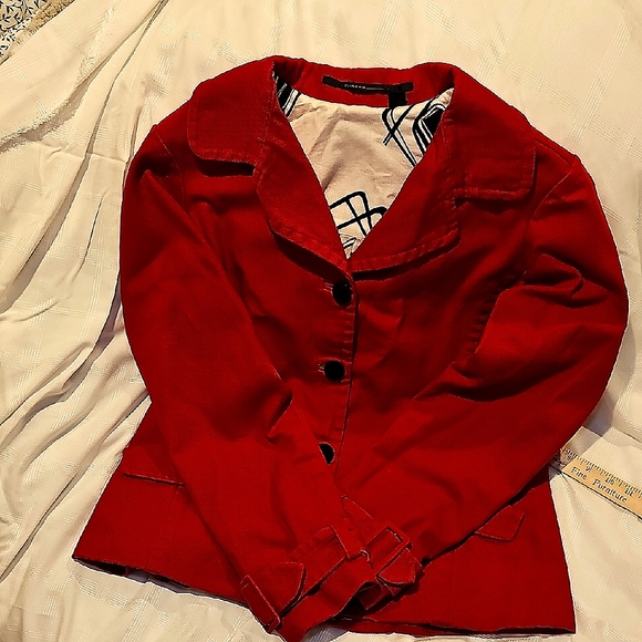 Isda & Co Women's Red Cotton Duck Flare Jacket XL Belt Missing - Picture 1 of 16
